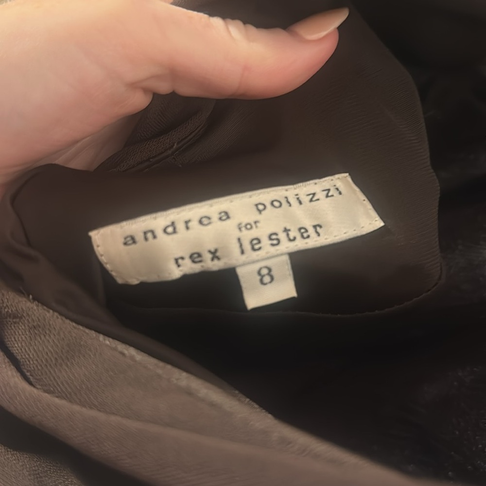 Andrea Polizzi /Rex Lester Maxi Sz 8 Vintage Plunging Back Chocolate Brown Dress - Picture 6 of 7
